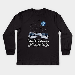 Winter's Silent Bliss: Moonlit Mountains Kids Long Sleeve T-Shirt